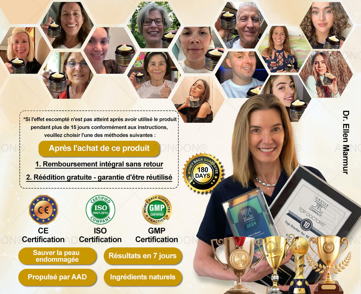 ADNOON® 🌼 Crème Multifonction 7-en-1 — Soutien professionnel fourni par la Société Française de Dermatologie (SFD) 👨‍⚕️